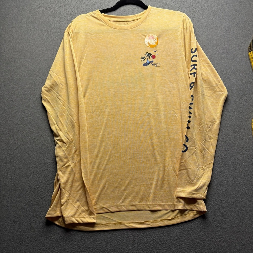 Surf & Swim Co Men Swim Tee Polyester Large Wild Honey Yellow TS221-12 UPF 50+